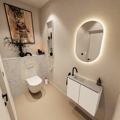 MONDIAZ TURE-DLUX 60cm toiletmeubel Talc. EDEN wastafel Opalo positie links. Met 1 kraangat.