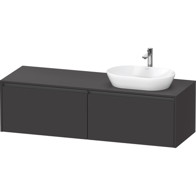 Duravit Ketho 2 wastafelonderbouwkast incl. consoleplaat met 2 laden voor waskom rechts 160x55x45.9cm met handgrepen antraciet grafiet supermat