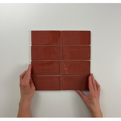 Cifre Ceramica Atlas wandtegel - 7.5x15cm - 8.5mm - Rechthoek - Rood glans