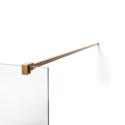 Wiesbaden Slim inloopdouche met messing profiel en stabilisatiestang 90x200cm 8mm helder Nano glas