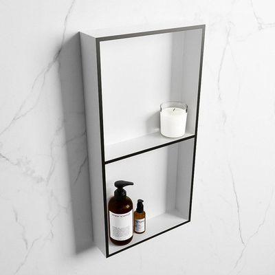 Mondiaz Easy nis 29.5x59.5x8cm - inbouw/opbouw - 2 open vakken - Solid surface - Talc/Urban