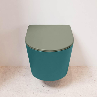 MONDIAZ LAVIE wandclosetpack - 36x53cm - diepspoel - rimless - Smag (blauw) - softclose - quick-release - toiletzitting - Army (groen)