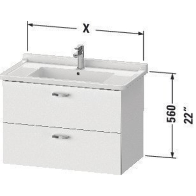 Duravit XBase Wastafelonderkast 80x46.8x56cm Standaard greep met softclose spaanplaat Grafiet Mat