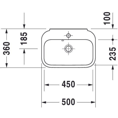 Duravit Happy d.2 fontein 50x36 cm. met kraangat en overloop wit