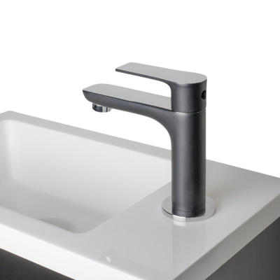 BRAUER Future Fonteinkast links softclose 40x45x21.5cm hoogglans zwart met opbouwfontein met kraan en plug SHOWROOMMODEL