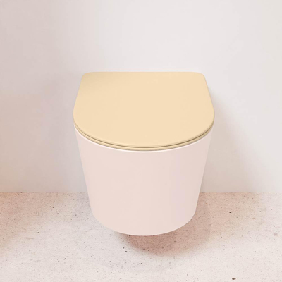 MONDIAZ LAVIE wandclosetpack - 36x53cm - diepspoel - rimless - Rosee (roze) - softclose - quick-release - toiletzitting - Sand (beige)