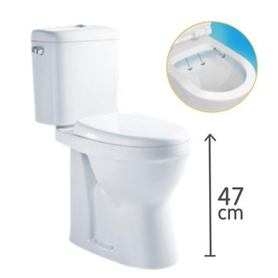 Nemo Go XJoy spoelrandloos PACK staand toilet verhoogd AO zonder spoelrand porselein wit wczitting softclose