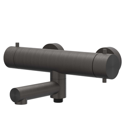 IVY Concord Badthermostaatkraan opbouw - draaibare baduitloop - omstel - RVS316 - geborsteld carbon black PVD