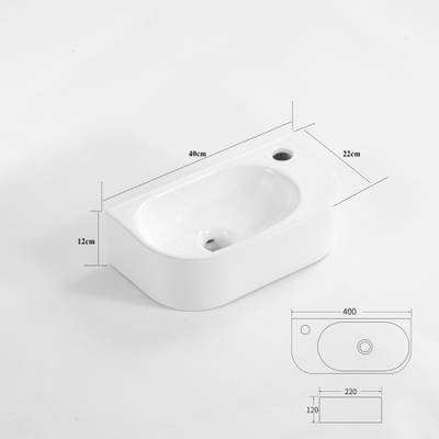 QeramiQ Pure Fontein - 40x22x12cm - Rechts - Glad - halfrond - 1 kraangat - Keramiek - Wit Mat