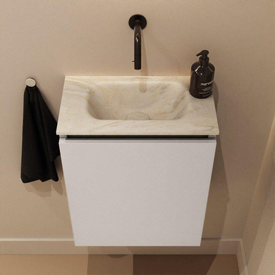 MONDIAZ TURE-DLUX 40cm toiletmeubel Linen. EDEN wastafel Ostra positie midden. Zonder kraangat.