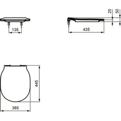 Ideal Standard Connect Air closetzitting met deksel dun wit/RVS