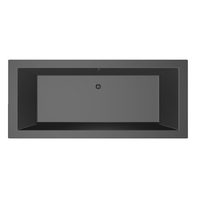 Xenz Society ligbad - 170x75cm - met overloop - zonder afvoer - Acryl Ebony mat OUTLETSTORE