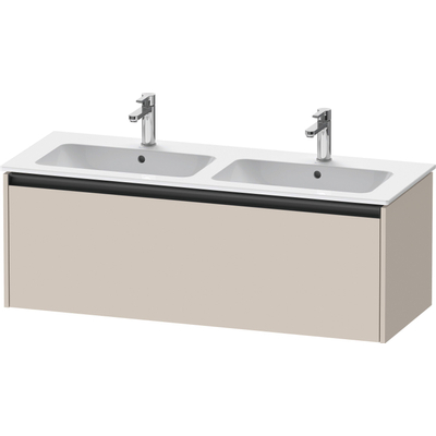 Duravit Ketho 2 wastafelonderbouwkast met 1 lade voor dubbele wastafel 128x48x44cm met greep antraciet taupe mat