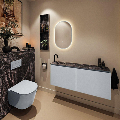 MONDIAZ TURE-DLUX 120cm toiletmeubel Clay. EDEN wastafel Lava positie links. Met 1 kraangat.