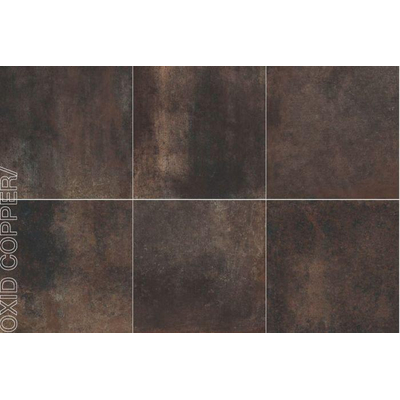 Herberia Ceramiche Oxid wand- en vloertegel - 90x90cm - 10mm - Vierkant - gerectificeerd - Betonlook - Bruin mat