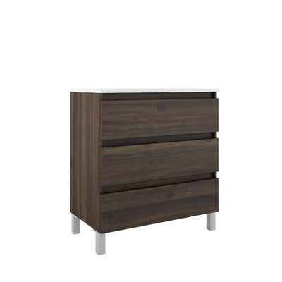 Adema Chaci PLUS Wastafelonderkast - 80x86x46cm - 3 lades - Geintegreerde greep - MFC - noten (hout)