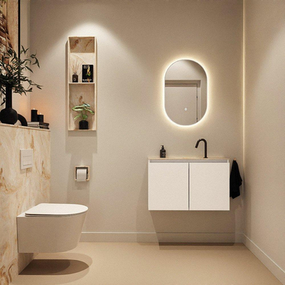 MONDIAZ TURE-DLUX 80cm toiletmeubel Talc. EDEN wastafel Frappe positie midden. Met 1 kraangat.