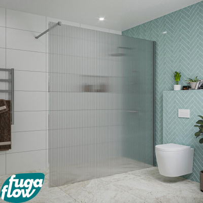 FugaFlow Eccelente Vetro inloopdouche badkamer - 180x200cm - ribbelglas - wandarm - chroom