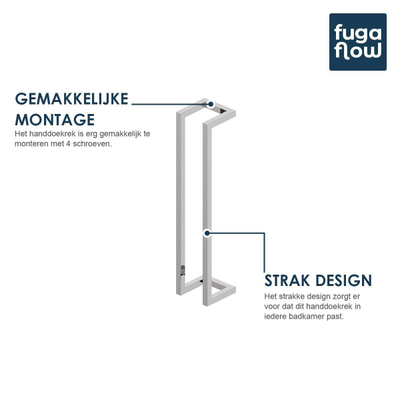 FugaFlow Tebosa handdoekrek - Badkamer - 95x25x20cm - Chroom