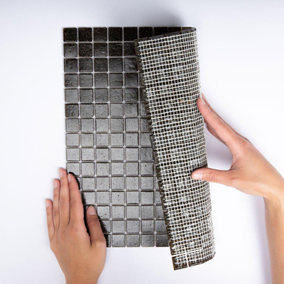 The Mosaic Factory Amsterdam mozaïektegel - 32.2x32.2cm - wand en vloertegel - Vierkant - Glas Dark Brown Mat