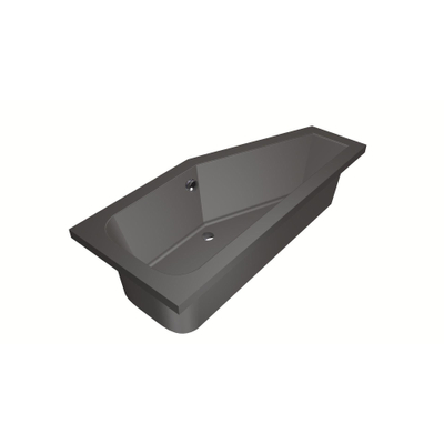 Xenz Lagoon compact ligbad - 170x75cm - met overloop - zonder afvoer - Hoekopstelling rechts - Acryl Antraciet Mat