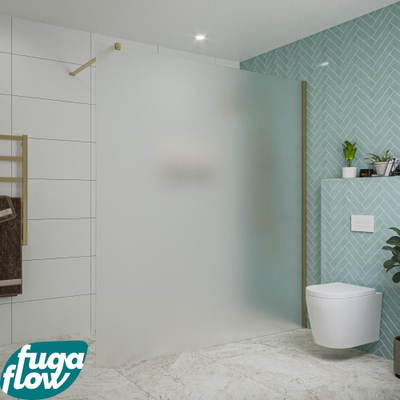 FugaFlow Eccelente Vetro inloopdouche badkamer - 180x200cm - mat glas - wandarm - geborsteld messing