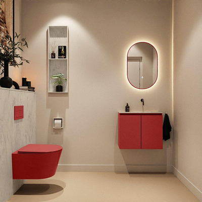 MONDIAZ TURE-DLUX 60cm toiletmeubel Fire. EDEN wastafel Opalo positie rechts. Zonder kraangat.