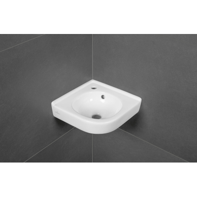 Villeroy & Boch O.novo hoekfontein 32x32cm met kraangat met overloop ceramic+ wit