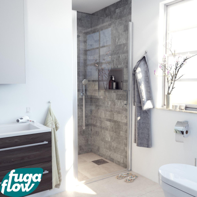 FugaFlow Efficiente Vetro 6211 Douchedeur - 100x200cm - profiel veiligheidsglas - anti kalk - chroom