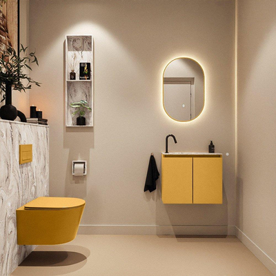MONDIAZ TURE-DLUX 60cm toiletmeubel Ocher. EDEN wastafel Glace positie links. Met 1 kraangat.