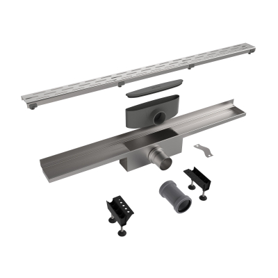 Easy Drain Compact Wall afvoergoot enkele plaat met zijuitloop 6x70cm 50mm RVS