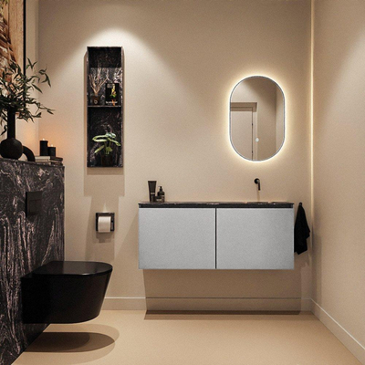 MONDIAZ TURE-DLUX 120cm toiletmeubel Plata. EDEN wastafel Lava positie rechts. Zonder kraangat.