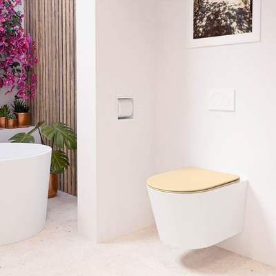 MONDIAZ LAVIE wandclosetpack - 36x53cm - diepspoel - rimless - Talc (offwhite) - softclose - quick-release - toiletzitting - Sand (beige)