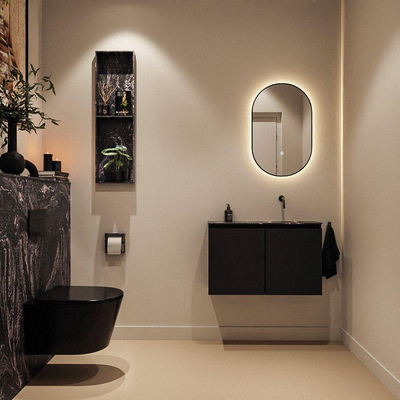 MONDIAZ TURE-DLUX 80cm toiletmeubel Urban. EDEN wastafel Lava positie rechts. Zonder kraangat.