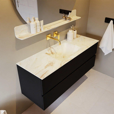 MONDIAZ VICA-DLUX Badkamermeubelset - 130cm - onderkast urban- 2 lades - inbouw wastafel cloud midden - zonder kraangaten - 60cm hoge versie - frape