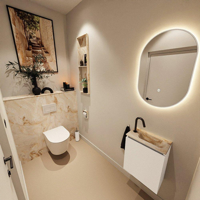 MONDIAZ TURE-DLUX 40cm toiletmeubel Talc. EDEN wastafel Frappe positie rechts. Met 1 kraangat.