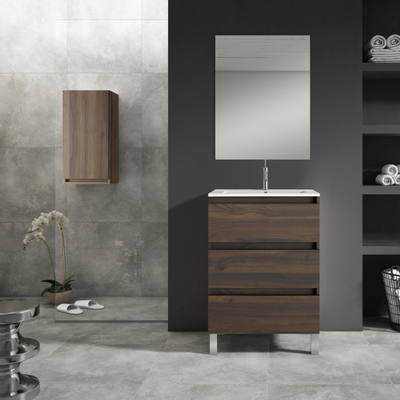 Adema Chaci PLUS Wastafelonderkast - 60x86x46cm - 3 lades - Geintegreerde greep - MFC - noten (hout)