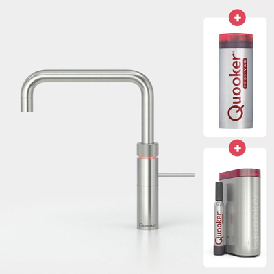 Quooker NL Fusion square kokendwaterkraan opbouw uitloop draaibaar met Pro3 reservoir & Cube reservoir RVS