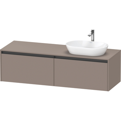 Duravit Ketho 2 wastafelonderbouwkast incl. consoleplaat met 2 laden voor waskom rechts 160x55x45.9cm met handgrepen antraciet basalt mat