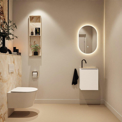 MONDIAZ TURE-DLUX 40cm toiletmeubel Talc. EDEN wastafel Frappe positie rechts. Met 1 kraangat.