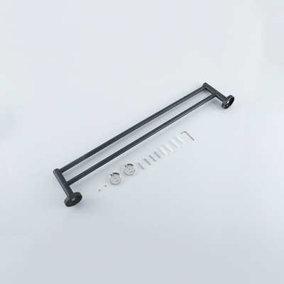 Fortifura Calvi Handdoekhouder - dubbel - rond - Mat Zwart OUTLETSTORE