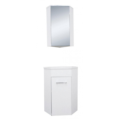 Xellanz Lena hoek-fonteinkast + wast. en spiegelk. 500x850x250 wit