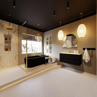 MONDIAZ VICA-DLUX Badkamermeubelset - 100cm - onderkast urban- 2 lades - inbouw wastafel cloud links - 1 kraangat - 60cm hoge versie - frape