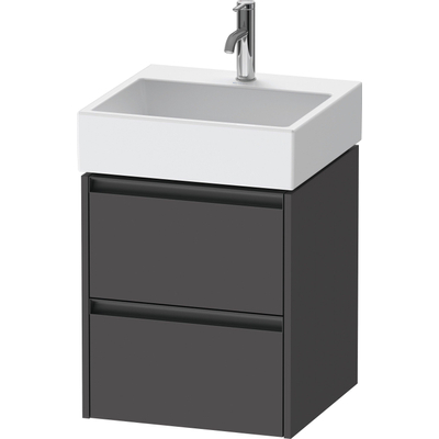 Duravit Ketho 2 wastafelonderbouwkast - 2 laden - 48.4x46x54.9cm - grepen antraciet - grafiet mat