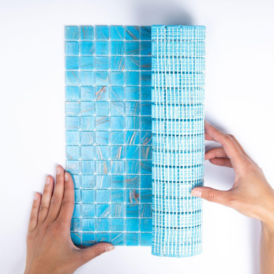The Mosaic Factory Amsterdam mozaïektegel - 32.2x32.2cm - wand en vloertegel - Vierkant - Glas Light Blue glans