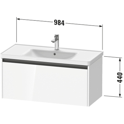 Duravit Ketho 2 wastafelonderbouwkast met 1 lade 98.4x45.5x44cm met greep antraciet eiken zwart mat