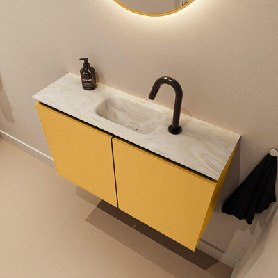 MONDIAZ TURE-DLUX 80cm toiletmeubel Ocher. EDEN wastafel Ostra positie midden. Met 1 kraangat.