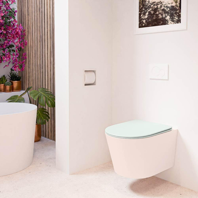 MONDIAZ LAVIE wandclosetpack - 36x53cm - diepspoel - rimless - Rosee (roze) - softclose - quick-release - toiletzitting - Greey (grijs)