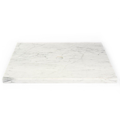 Saniclass Dia Wastafelblad - 60x46cm - zonder kraangaten - 1 sifonuitsparing - marmer - wit gepolijst