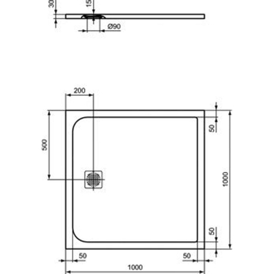 Ideal Standard Ultraflat Solid douchebak vierkant 100x100x3cm betongrijs